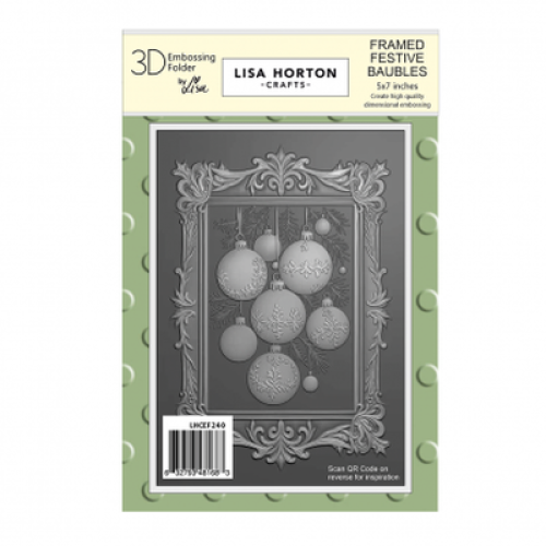 framed festive baubles -3D Embossing Folder by lisa horton crafts LHCEF240